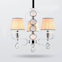 Fabric Chandelier 3 Light High Grade lámpa fehér jade ezüst gyűrű