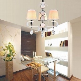 Fabric Chandelier 3 Light High Grade lámpa fehér jade ezüst gyűrű