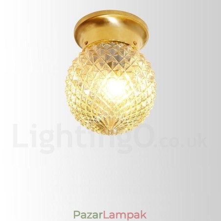 Tiszta sárgaréz rusztikus Lodge északi stílusú süllyesztett mennyezeti lámpa üvegernyővel