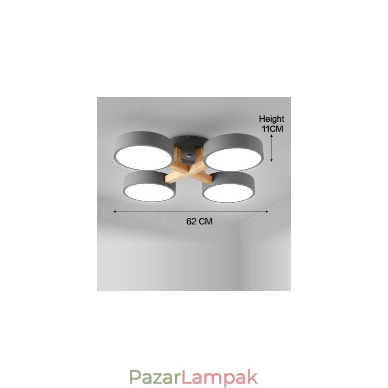 Fa csillár Modern, modern skandináv stílusú, süllyesztett mennyezeti lámpa akril ernyővel