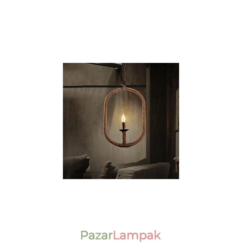 Retro 1 lámpa Kender kötélcsillár Retro country stílusú