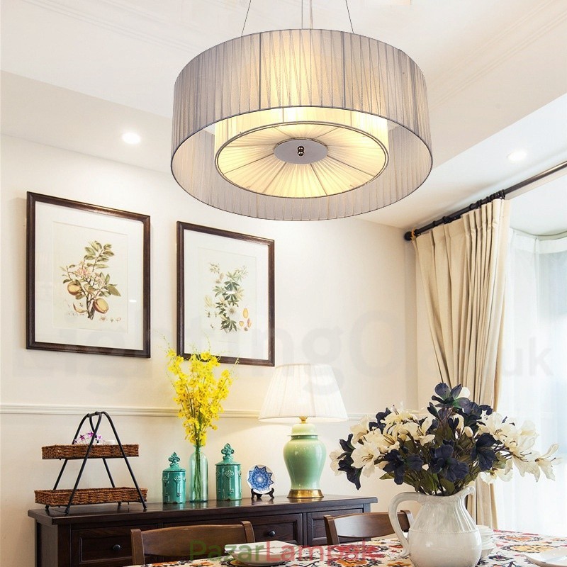 Drum 4 Light Pendant Modern fény szövet ernyővel
