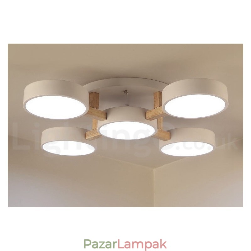 Fa csillár Modern, modern skandináv stílusú, süllyesztett mennyezeti lámpa akril ernyővel