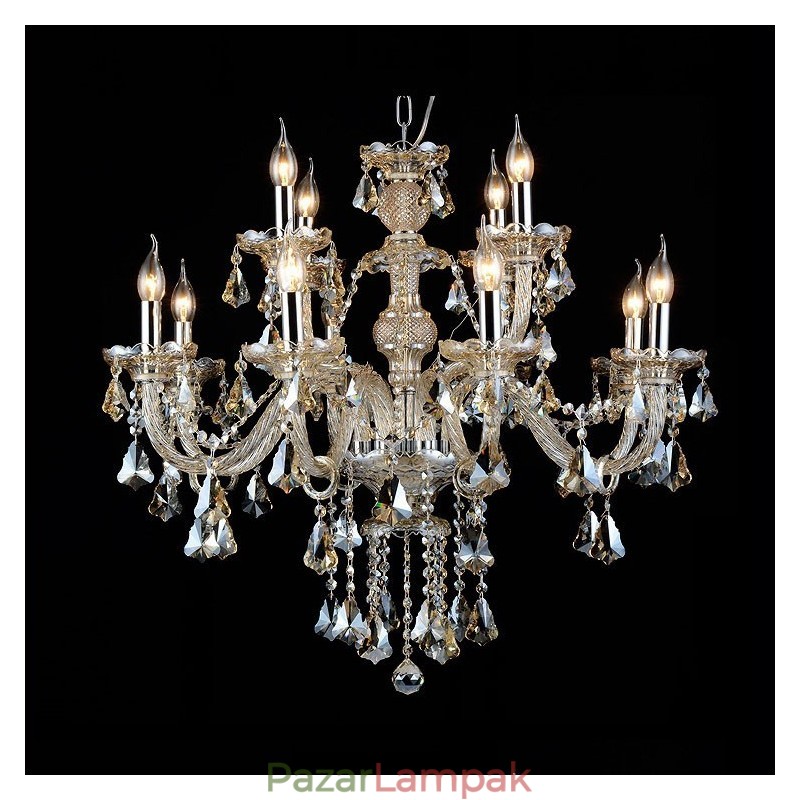 12 Lights Retro Cognac Color K9 Crystal Modern csillár