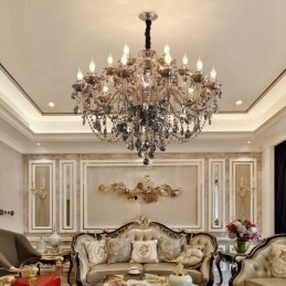 18 Fények Retro szürke színű K9 kristály gyertya nagy csillár