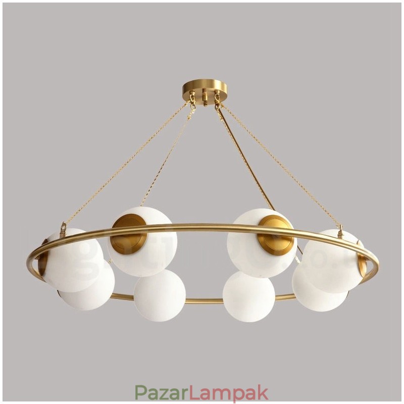 Pure Brass Bean stílusú rusztikus Lodge kerek csillár fehér árnyalatokkal