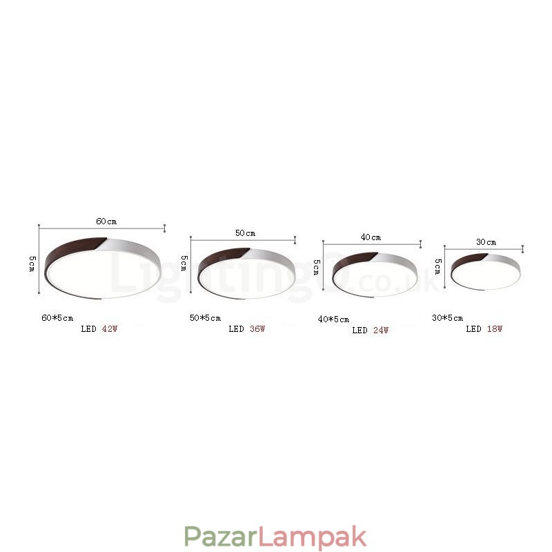Retro dió színű fa ultravékony kerek, szabályozható, süllyesztett mennyezeti lámpák akril ernyővel fali lámpaként is használhatók