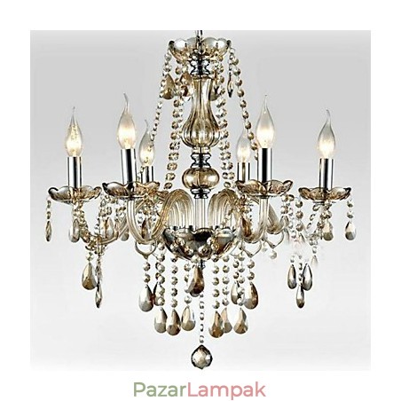 6 fény A palota stílusa Üvegcsillár gyertyával