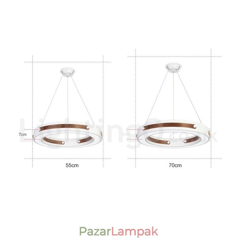 Multi Wood Colors Ring Modern, modern függőlámpa akril árnyalattal