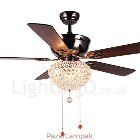 132 cm-es (52") amerikai stílusú fa retro távirányítós mennyezeti ventilátorlámpa kristály ernyővel, néma tiszta réz motor 132 cm-es (52") amerikai stílusú fa retro távirányítós mennyezeti ventilátorlámpa kristály ernyővel, néma tiszta réz motor