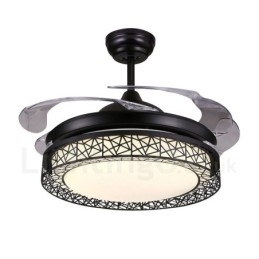 108 cm (42") 91 cm (36") Modern, kortárs távirányítós üreges mennyezeti ventilátorlámpa akril ernyővel, néma tiszta réz motor