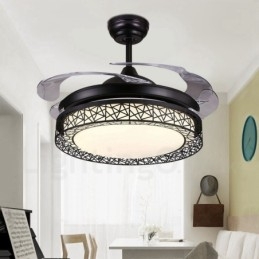 108 cm (42") 91 cm (36") Modern, kortárs távirányítós üreges mennyezeti ventilátorlámpa akril ernyővel, néma tiszta réz motor