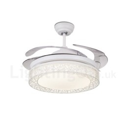 108 cm (42") 91 cm (36") Modern, kortárs távirányítós üreges mennyezeti ventilátorlámpa akril ernyővel, néma tiszta réz motor