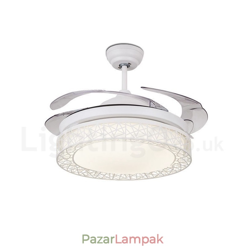 108 cm (42") 91 cm (36") Modern, kortárs távirányítós üreges mennyezeti ventilátorlámpa akril ernyővel, néma tiszta réz motor