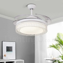 108 cm (42") 91 cm (36") Modern, kortárs távirányítós üreges mennyezeti ventilátorlámpa akril ernyővel, néma tiszta réz motor