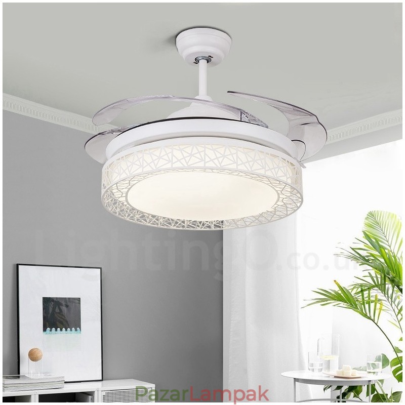 108 cm (42") 91 cm (36") Modern, kortárs távirányítós üreges mennyezeti ventilátorlámpa akril ernyővel, néma tiszta réz motor