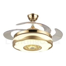 108 cm-es (42") 91 cm-es (36") modern, modern távirányítós arany színű mennyezeti ventilátorlámpa akril ernyővel, néma tiszta réz motor