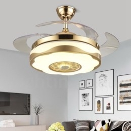 108 cm-es (42") 91 cm-es (36") modern, modern távirányítós arany színű mennyezeti ventilátorlámpa akril ernyővel, néma tiszta réz motor