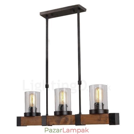 3 Light Vintage fa csillár Ipari Wind Loft Fa Lineáris Függesztett világítás 3 Light Vintage fa csillár Ipari Wind Loft Fa Lineáris Függesztett világítás