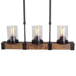 3 Light Vintage fa csillár Ipari Wind Loft Fa Lineáris Függesztett világítás