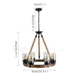 6 Light Ring Vintage fa csillár Ipari Wind Loft Fa Lineáris Függesztett világítás