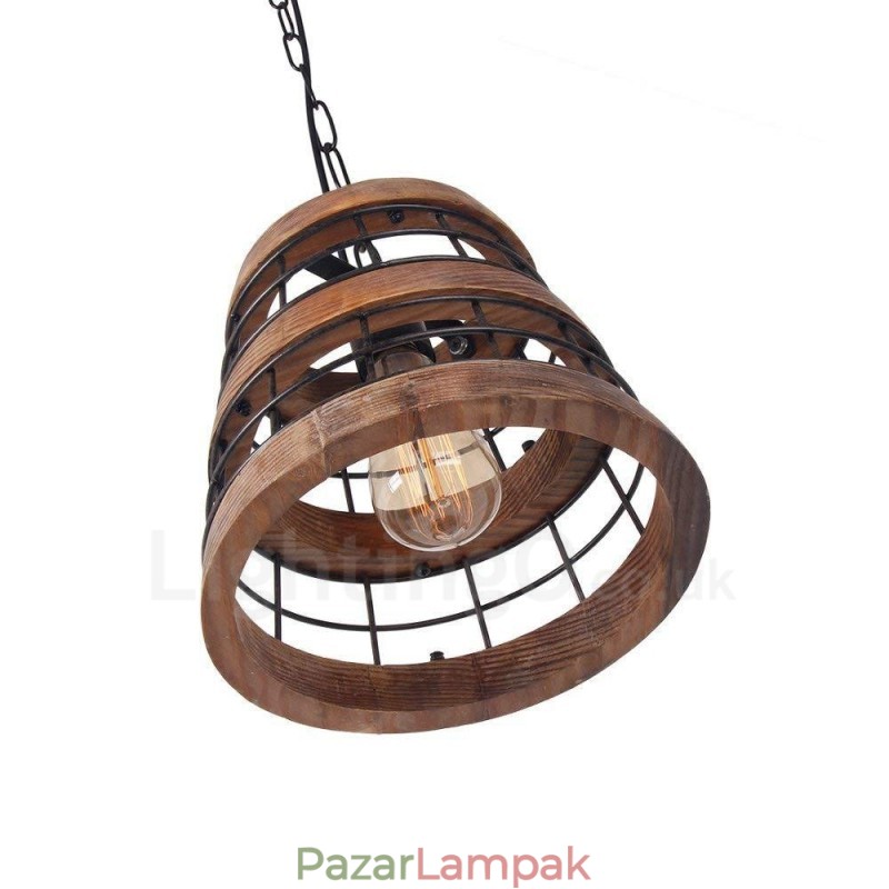 1 Világítógyűrű Vintage fa csillár ipari széltetős fa Lineáris függeszték