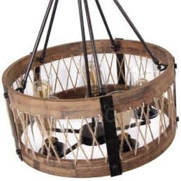 5 Light Drum Vintage fa csillár Ipari Wind Loft Fa Lineáris Függesztett világítás