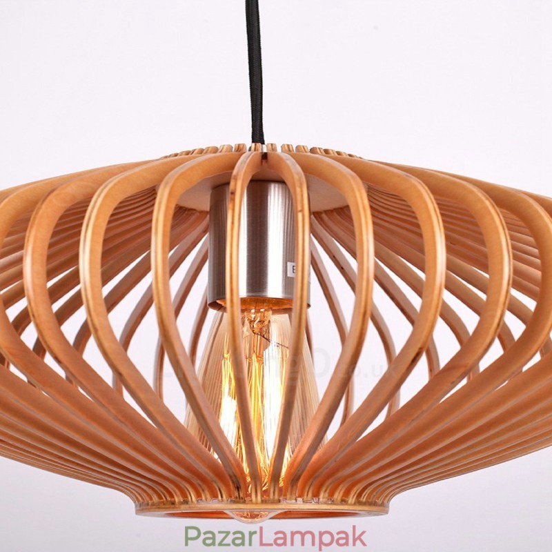 1 Light Lantern Vintage fából készült csillár ipari széltetős fa Lineáris függő világítás