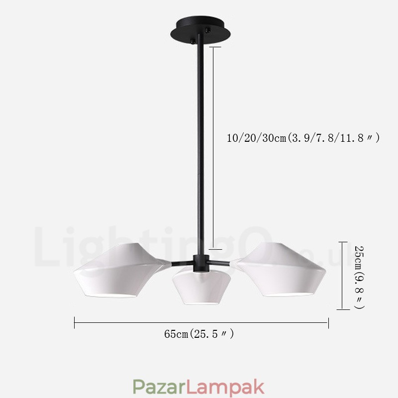 Lineáris retro csillár 3 fény akril árnyalatokkal kültéri garázsban