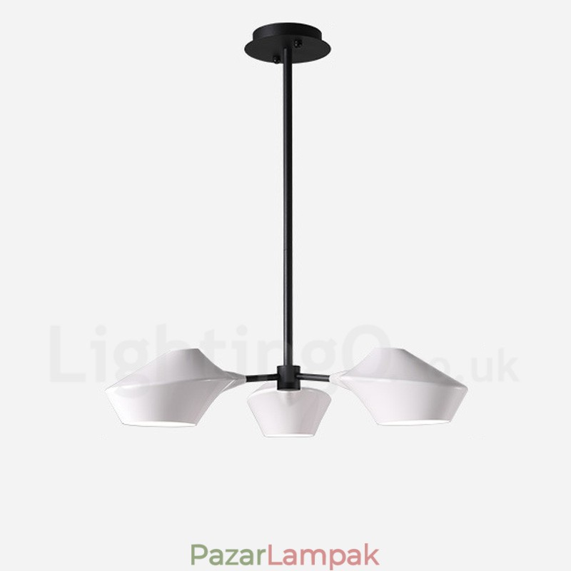 Lineáris retro csillár 3 fény akril árnyalatokkal kültéri garázsban