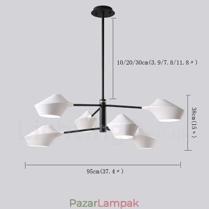 2 szintes többszínű lineáris retro csillár 6 fény akril árnyalatokkal kültéri garázsban