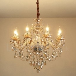 8 Világos konyak színű elegáns kristálygyertya csillár