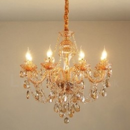 8 Világos borostyán arany elegáns kristály gyertyacsillár