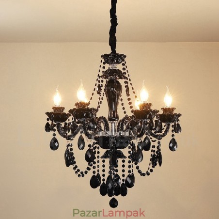 6 Világos fekete, elegáns kristálycsillár 6 Világos fekete, elegáns kristálycsillár