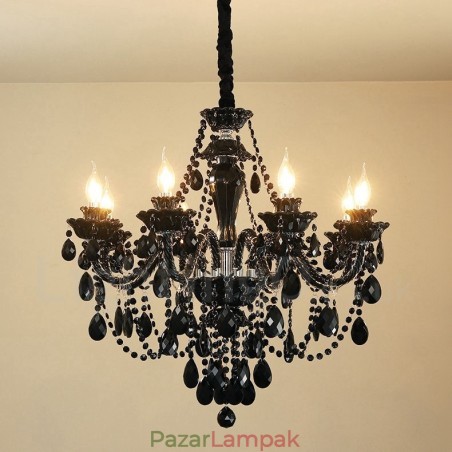 8 Világos fekete Elegáns kristály gyertyacsillár 8 Világos fekete Elegáns kristály gyertyacsillár