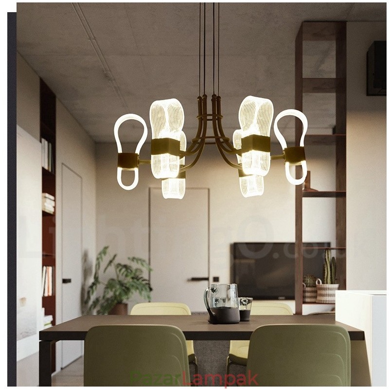 6 könnyű nordic Post Modern Design csillár akril árnyalatokkal