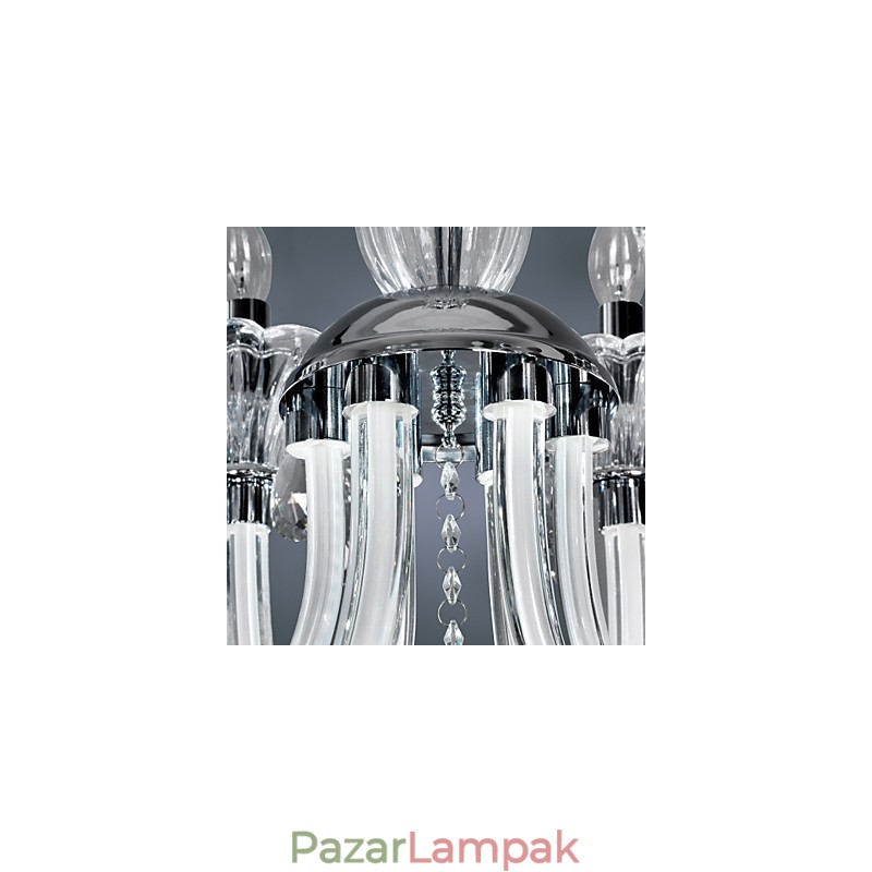 Elegáns kristálycsillár 6 lámpával gyertyakörtében