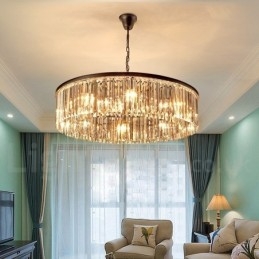 Posztmodern luxus, kerek K9 kristályfüggő csillár lámpák kiállítóterem