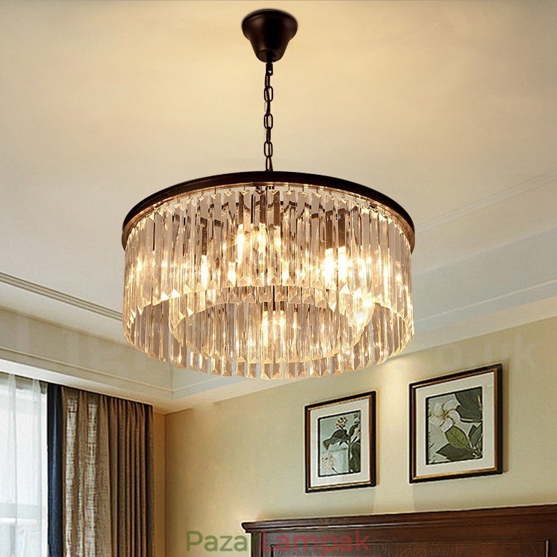 Posztmodern luxus, kerek K9 kristályfüggő csillár lámpák kiállítóterem