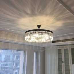 Posztmodern luxus, kerek K9 kristályfüggő csillár lámpák kiállítóterem