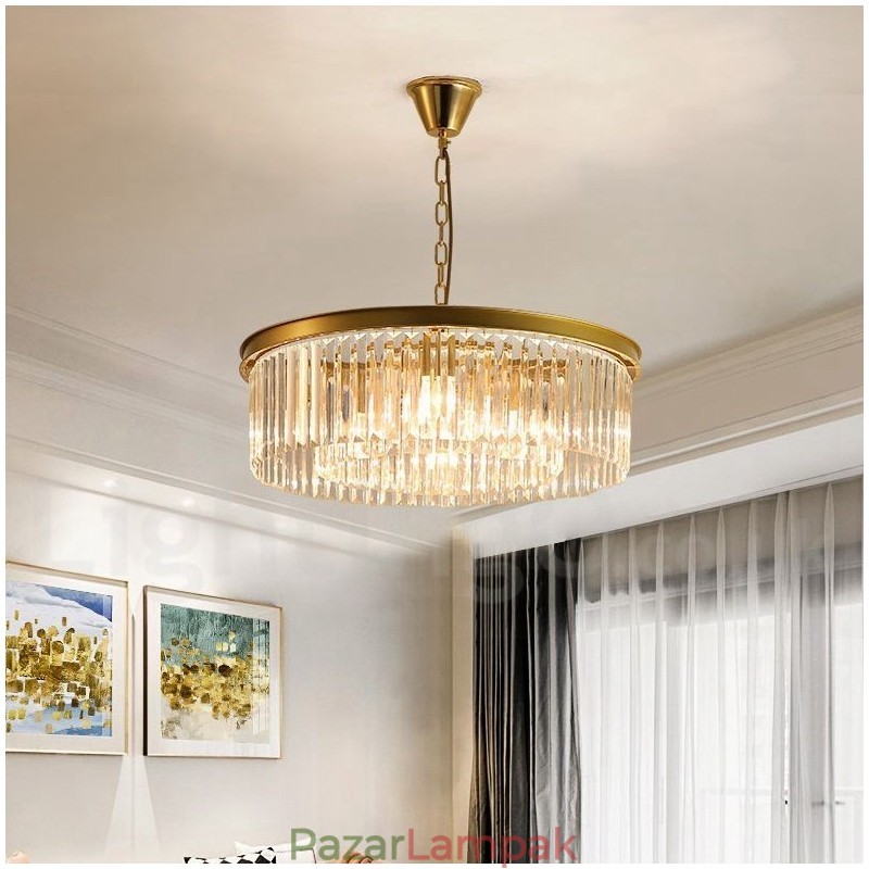 Posztmodern luxus, kerek K9 kristályfüggő csillár lámpák kiállítóterem