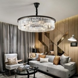 Posztmodern luxus, kerek K9 kristályfüggő csillár lámpák kiállítóterem