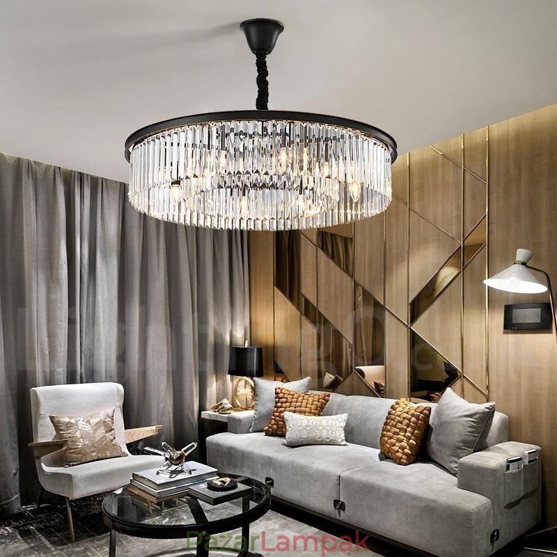 Posztmodern luxus, kerek K9 kristályfüggő csillár lámpák kiállítóterem