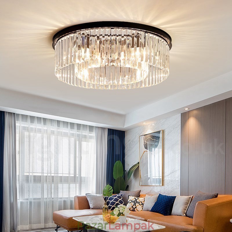 Posztmodern luxus, kerek K9 kristály süllyesztett mennyezeti lámpa kiállítóterem