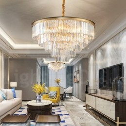 Posztmodern luxus, kerek K9 kristályfüggő csillár lámpák kiállítóterem