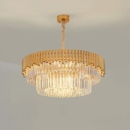 Posztmodern arany luxus kerek K9 kristályfüggő csillár lámpák kiállítóterem