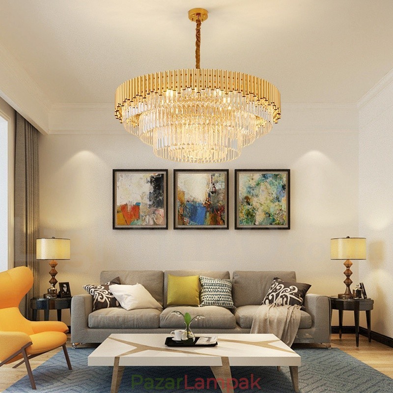 Posztmodern arany luxus kerek K9 kristályfüggő csillár lámpák kiállítóterem