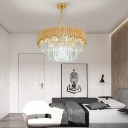Posztmodern arany luxus kerek K9 kristályfüggő csillár lámpák kiállítóterem