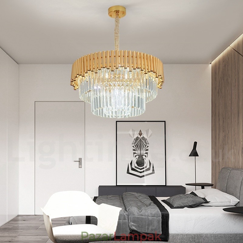 Posztmodern arany luxus kerek K9 kristályfüggő csillár lámpák kiállítóterem