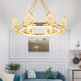 Arany posztmodern luxus kerek K9 kristály függőcsillár lámpa akril árnyalattal Kiállítóterem